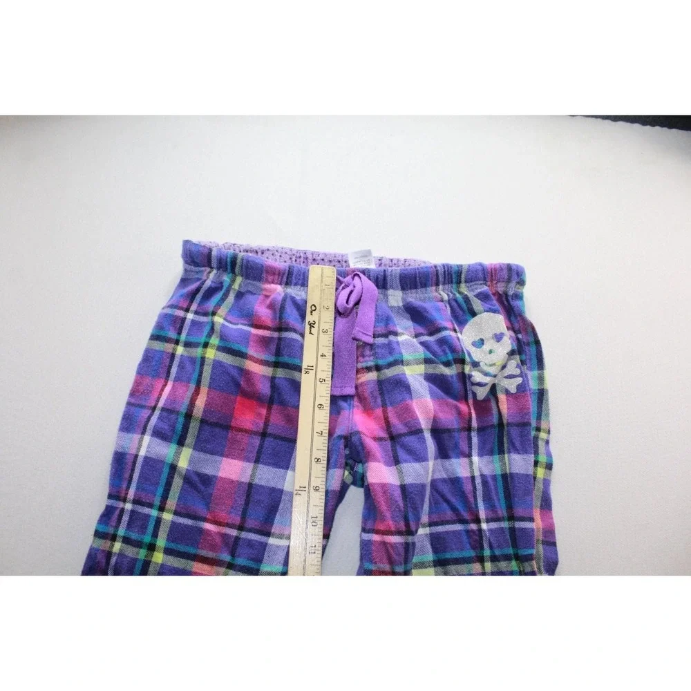 SO Intimates Pajama Pants Womens Small Purple Good Plaid Flannel Skull Lounge